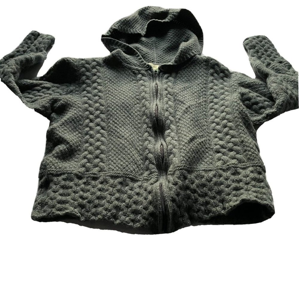 NWOT Shades Of Aran Merino Wool Jacket Made In Ireland Green Sz Large Womens